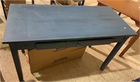 Country blue worktable, with a pull out slide