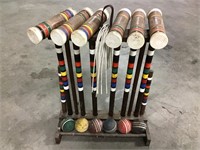 Vintage Wooden Croquet Set & Stand