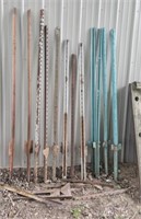 19 various T-posts, stakes, channel posts