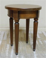 Louis XVI Style Round Top Mahogany Side Table.