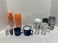 Assortment Of Glass/Plastic Cups/Shot Glasses And
