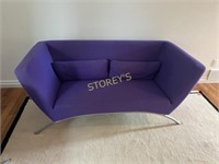 Purple Cushioned Chrome Base Couch ~67 x 30 x 15