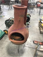 TerraCotta fire pot on stand, 42" tall
