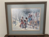 Fine Framed & Matted Native American Lithograph