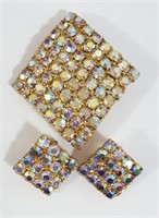Vintage Sparkly Brooch & Clip-On Earrings Set