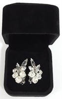 Vintage SHERMAN Marquise, Round Crystals Earrings