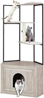 Unipaws Corner Cat Litter Box Enclosure With Cat