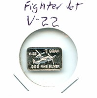 1 gram Silver Bar - Fighter Jet V-22, .999 Fine