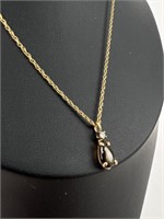 14k Pendant w Gems & 14K Speidel Necklace