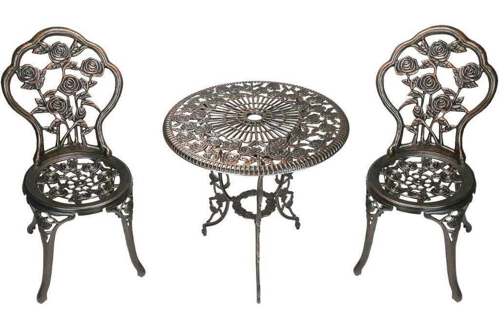 YAHEETECH BRONZE TABLE WITH CHAIRS IN A FLORAL