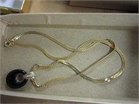 14kt. Gold Chain & Pendant w/Sm. Diamonds
