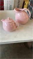Pink Marcrest Stoneware Pitcher & Tea Pot