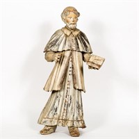Polychrome Wood Standing Figure of Saint