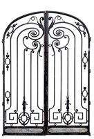 Palatial Black Painted Arched Iron Gate Doors