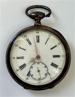 EARLY 1900'S KEY WOUND PORCELAIN DIAL POCKET WATCH