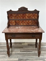 Antique marble top dry sink with California tile
