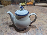 Vtg Blue Stoneware Teapot