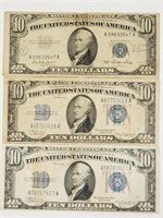 3 $10 Silver Certificates: 1934 & 1953