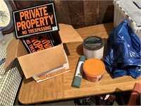 box of private property signs, filter,