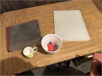 cutting board,  glass panes