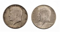Two 1964 Kennedy Silver Half Dollars
