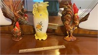 Vase & Two Roosters