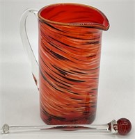 Vintage Swirl Art Glass Pitcher