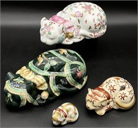 4pc Vintage Chinese Sleeping Cats