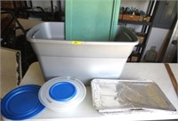 Tote, storage containers, aluminum foil pan