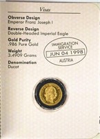 1915 AUSTRIA GOLD 1 DUCAT PASSPORT