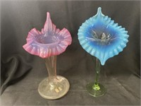 2 Blown Art Glass Vases