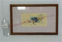 Vintage Framed Watercolor ~ Chariot Meditation