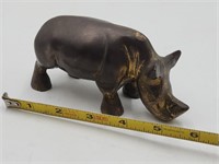 Vtg Solid Cast Brass 5.5" Rhinoceros Figure