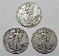 (3) Walking Liberty 1/2 Dollars **