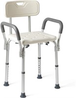 B3340  Medline Shower Chair with Back, Armrests, 3