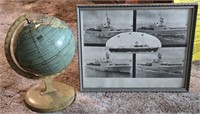 Vintage Globe & HMS Nautical Photo Print