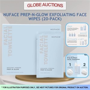 NUFACE PREP-N-GLOW EXFOLIATING FACE WIPES(20-PACK)