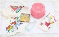 LADY'S COMPACT, PINK TRINKET BOX,