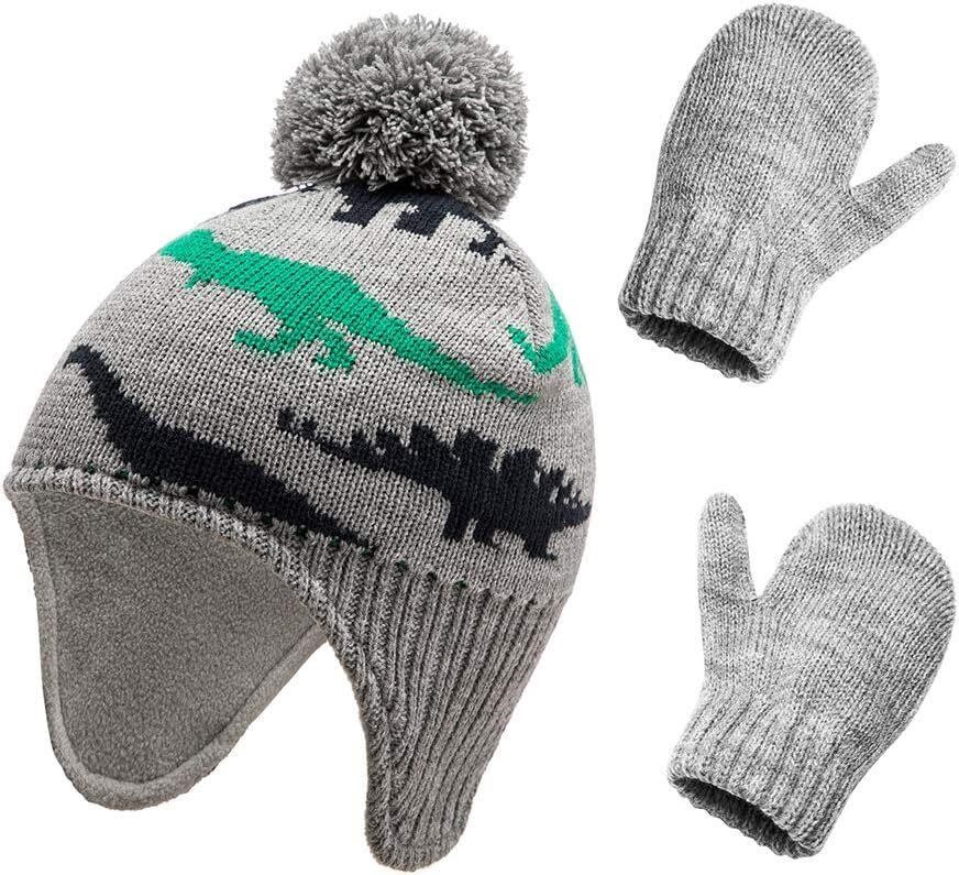 Toddler Winter Hat & Mittens Set  Fleece Lined