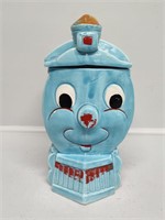 Blue Train Ceramic Cookie Jar