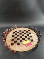 Soapstone chess set made in Africa, has been repai