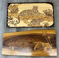 Pair of Wooden Wall Art Pieces