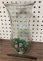 GLASS VASE AND BEADS