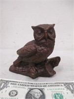 Vintage Red Mill Carved Wood Pecan Shell Owl