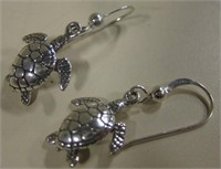 Pair Of Sea Turtle Earrings Hallmarked
