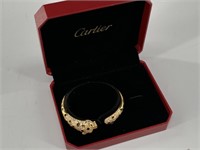 Faux Cartier cuff bracelet made with brass and gla