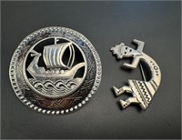 Vintage sterling silver brooches