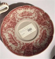 7 Transferware soup bowls and saucers