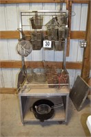 Metal Cook Stand with Fryer Baskets on Casters