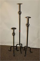 Trio of Wrought Iron Candle Stands